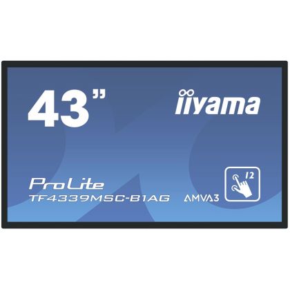 IIYAMA Monitor 43" PCAP  Anti-glare Bezel Free 12-Points Touch Screen, 1920x1080, AMVA3 panel, 24/7 operation, 2xHDMI, DisplayPort, VGA, 340cd/m², 4000:1, Through Glass (Gloves) supported, Landscape, Portrait or Face-up mode, USB Touch Interface