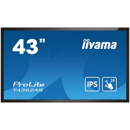 IIYAMA 43" All-In-One Interactive Display with Android OS, Bonded Projective Capacitive 20-Points Touch Screen, 3840x2160, 4K UHD IPS panel, AntiGlare Coated Glass, Speakers, HDMI(3x), 420cd/m2, 1200:1, 8ms, Landscape or Portrait, USB Touch Interface