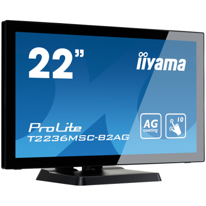 IIYAMA Monitor LED T2236MSC-B2AG 22" 10 point touch monitor with edge-to-edge glass and Anti Glare coating AMVA 250 cd/m² 3 000:1 8ms  projective capacitive VGA HDMI DP 4xUSB 3.2