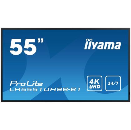 IIYAMA 55" Slim, 3840x2160, 4K UHD, IPS  panel, 2x HDMI, 2x DP, Output 1x DP (MST), SDM-L slot, 800cd/m², 1200:1 Static Contrast, Landscape or Portrait mode, Speakers 2x 10W, Control LAN & RS232, Schedular, 24/7 Operation, VESA 400x400
