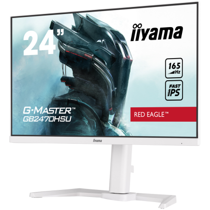 IIYAMA Monitor 24" ETE Fast IPS Gaming, G-Master Red Eagle, FreeSync Premium, 1920x1080@165Hz, 250cd/m², 1100:1, HDMI, DisplayPort, 0,8ms (MPRT), Speakers, USB-HUB (2x2.0), Black Tuner, 15cm Height Adj. Stand, White