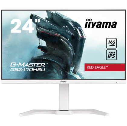 IIYAMA Monitor 24" ETE Fast IPS Gaming, G-Master Red Eagle, FreeSync Premium, 1920x1080@165Hz, 250cd/m², 1100:1, HDMI, DisplayPort, 0,8ms (MPRT), Speakers, USB-HUB (2x2.0), Black Tuner, 15cm Height Adj. Stand, White