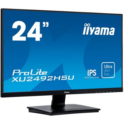 IIYAMA Monitor Prolite, 24" ULTRA SLIM LINE, 1920x1080, IPS-panel, 4ms, 250 cd/m2, Speakers, VGA, HDMI, DisplayPort, USB-HUB