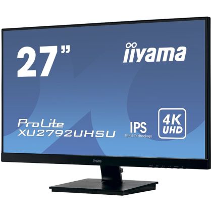 IIYAMA XU2792UHSU-B1 27" ETE, ULTRA SLIM LINE, 3840x2160 UHD, IPS, 4ms, 300cd/m², DVI, HDMI, DisplayPort, Speakers,  USB-HUB(2x3.0)