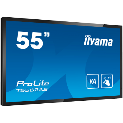 IIYAMA PROLITE T5562AS-B1 55" PCAP Interactive Android 8.0, Signal FailOver VA, AG Coating 3840 x 2160 16:9 500 cd/m² 8ms projective capacitiveTouch points 20