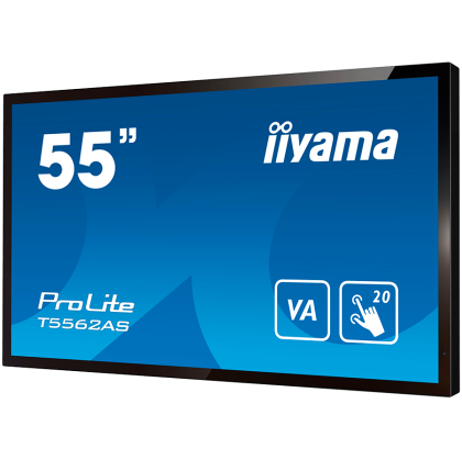 IIYAMA PROLITE T5562AS-B1 55" PCAP Interactive Android 8.0, Signal FailOver VA, AG Coating 3840 x 2160 16:9 500 cd/m² 8ms projective capacitiveTouch points 20