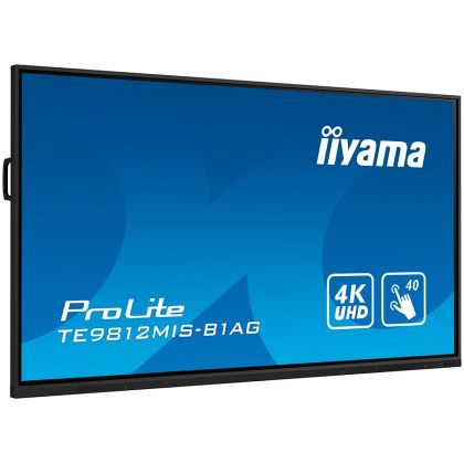 IIYAMA LFD TE9812MIS-B1AG 98" Interactive 4K UHD Touchscreen featuring a 4K interface with User Profiles Thin bezel 400 cd/m² 1200:1 4000:1 PureTouch-IR 40, 5pt writing iiWare 10 Android 11 OS