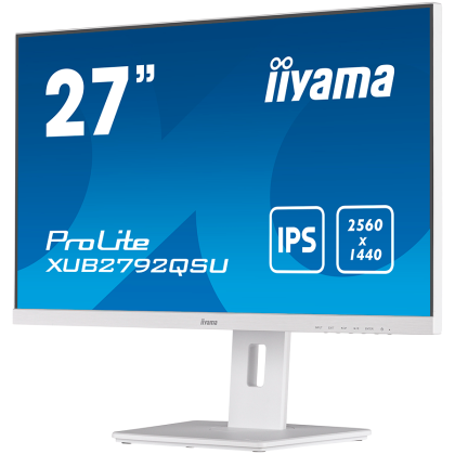 IIYAMA Monitor LED XUB2792QSU-W5 27" IPS 2560 x 1440 @75Hz 350 cd/m² 1000:1 5ms DVI HDMI DP USB 3.0 x 2 HDCP height, pivot (rotation), swivel, tilt 3y white