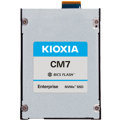 SSD Enterprise Read Intensive KIOXIA CM7-R 7.68TB PCIe Gen5 (1x4 2x2) (128GT/s) NVMe 2.0, BiCS Flash TLC, E3.S 7.5mm, Read/Write: 14000/6750 MBps, IOPS 2450K/300K, DWPD 1