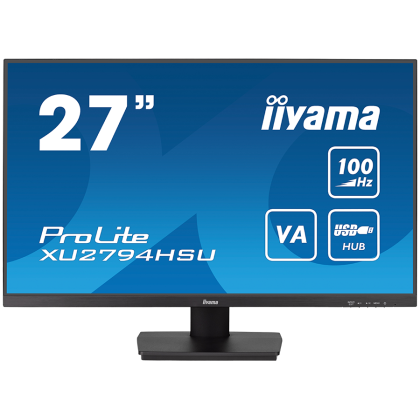 IIYAMA Monitor LED XU2794HSU-B6 27" VA 1920 x 1080 @100Hz  16:9 250 cd/m² 4000:1 1ms HDMI DP USB HUB Tilt