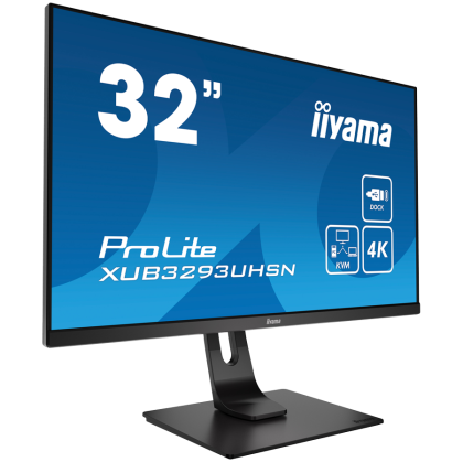Iiyama ProLite XUB3293UHSN-B5LED monitor 32" (31.5" viewable) 3840 x 2160 4K @ 60 Hz IPS 350 cd/m² 1000:1 4 ms HDMI DisplayPort USB-C speakers matte black