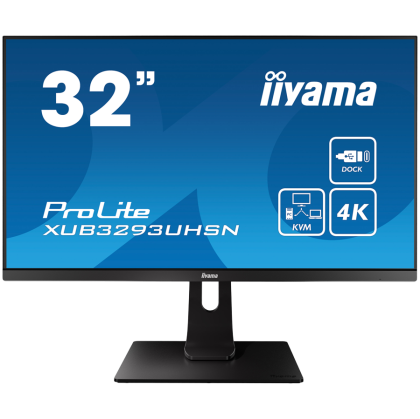 Iiyama ProLite XUB3293UHSN-B5LED monitor 32" (31.5" viewable) 3840 x 2160 4K @ 60 Hz IPS 350 cd/m² 1000:1 4 ms HDMI DisplayPort USB-C speakers matte black