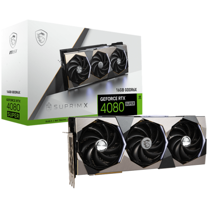 MSI Video Card Nvidia GeForce RTX 4080 SUPER 16G SUPRIM X, 16GB GDDR6X, 256bit, Boost: 2640 MHz, 10240 CUDA Cores, PCIe 4.0, 3x DP 1.4a, HDMI 2.1a, RAY TRACING, Triple Fan, 1x 16pin, 850W Recommended PSU, 3Y