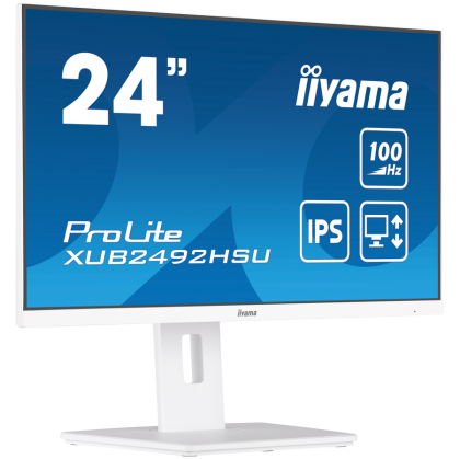 IIYAMA Monitor LED XUB2492HSU-W6 WHITE 23.8" IPS 1920 x 1080 @100Hz 16:9 250 cd/m² 1300:1 0.4ms HDMI DP USB 4 x 3.2  Full Ergonomic