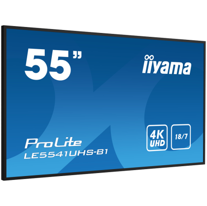 IIYAMA LFD LE5541UHS-B1 55" 18/7 IPS Professional Digital Signage 3840 x 2160 (8.3 megapixel 4K UHD) 16:9 350 cd/m² 1200:1 8ms landscape