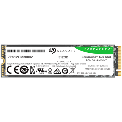 SSD SEAGATE BarraCuda 520 512GB M.2 2280-S2 PCIe Gen4 x4 NVMe 1.4, Read/Write: 5000/3800 MBps, TBW 200