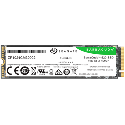 SSD SEAGATE BarraCuda 520 1.024TB M.2 2280-S2 PCIe Gen4 x4 NVMe 1.4, Read/Write: 5000/3200 MBps, TBW 250