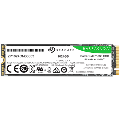 SSD SEAGATE BarraCuda 530 1.024TB M.2 2280-S2 PCIe Gen4 x4 NVMe 2.0, Read/Write: 7400/6100 MBps, TBW 600