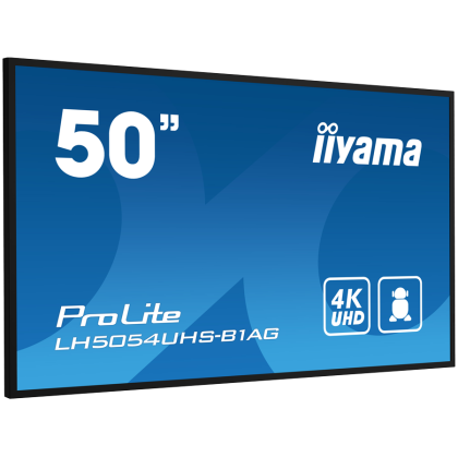 50" 4K UHD Professional Digital Signage 24/7 display featuring Android OS, FailOver and Intel SDM slot.The LH5054UHS from iiyama is a 500cd/m² high brightness professional large format display and can be operated in landscape or portrait orientation