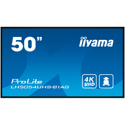 50" 4K UHD Professional Digital Signage 24/7 display featuring Android OS, FailOver and Intel SDM slot.The LH5054UHS from iiyama is a 500cd/m² high brightness professional large format display and can be operated in landscape or portrait orientation