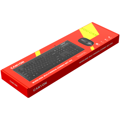 CANYON SET-W4 EN Keyboard+Mouse Slim Wireless Black