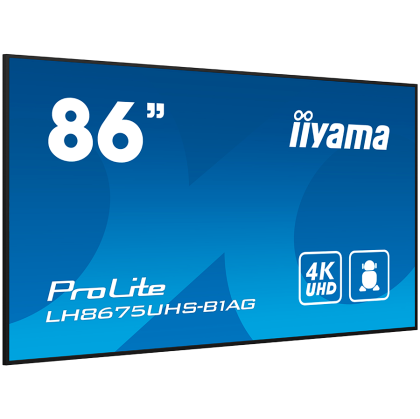 IIYAMA LFD LH8675UHS-B1AG 86" 4K 24/7 Android OS IPS 16:9 500cd 1400:1 8ms Android 11 OS, iiSignage², FailOver, EShare landscape, portrait
