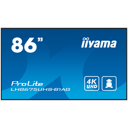 IIYAMA LFD LH8675UHS-B1AG 86" 4K 24/7 Android OS IPS 16:9 500cd 1400:1 8ms Android 11 OS, iiSignage², FailOver, EShare landscape, portrait