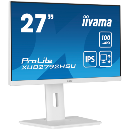 27" WHITE ETE IPS-panel, 1920x1080@100Hz, 250cd/m², 15cm Height Adj. Stand, Speakers, HDMI, DisplayPort, 0,4ms (MPRT), FreeSync, USB 4x3.2