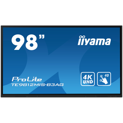 IIYAMA LFD Interactive IPS TE9812MIS-B3AG 400 cd/m² 98" 4000:1 ureTouch-IR 40, 5pt writing (HID, only with supported OS) iiWare 10 (Android 11 OS) featuring iiyama DM