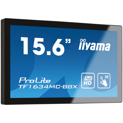 IIYAMA Monitor LED TF1634MC-B8X 15.6" Full HD 10 point PCAP Open Frame 450 cd/m² 700:1 with touch Anti-fingerprint coating, touch through-glass