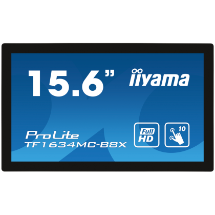 IIYAMA Monitor LED TF1634MC-B8X 15.6" Full HD 10 point PCAP Open Frame 450 cd/m² 700:1 with touch Anti-fingerprint coating, touch through-glass