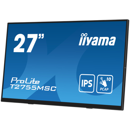 Iiyama ProLite T2755MSC-B1 - LED monitor27" touchscreen 1920 x 1080 Full HD (1080p) @ 60 Hz IPS 400 cd/m² 1000:1 5 ms HDMI DisplayPort speakers black matte