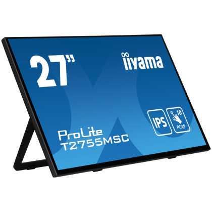 Iiyama ProLite T2755MSC-B1 - LED monitor27" touchscreen 1920 x 1080 Full HD (1080p) @ 60 Hz IPS 400 cd/m² 1000:1 5 ms HDMI DisplayPort speakers black matte