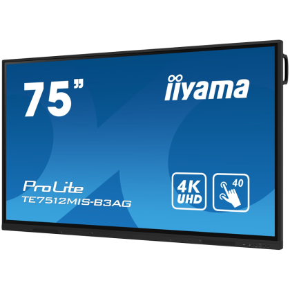 IIYAMA PROLITE TE7512MIS-B3AG 75" Interactive 4K UHD Touchscreen elevating interactive collaboration 3840 x 2160 IPS 1200:1 8ms 40, 5pt writing iiWare 10 (Android OS 11)