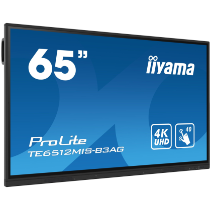 TE6512MIS-B3AG is an exceptional 4K UHD interactive display designed by iiyama to enhance collaboration, communication, and engagement. With key features like Zero Airgap LCD screen eliminating parallax, PureTouch-IR, iiWare 10 with Android 11, WiFi