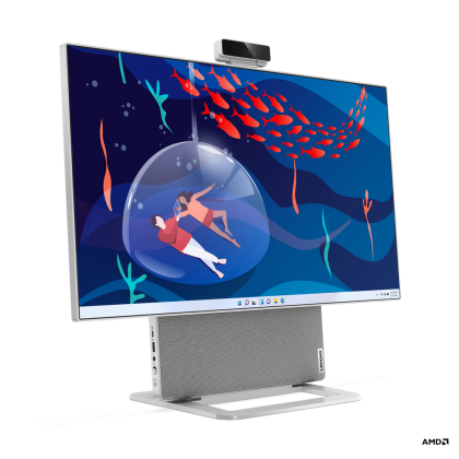 PC all-in-one Lenovo Yoga AIO 7 27APH8, Procesor AMD Ryzen 7 8845HS up to 5.10GHz, 27" FHD (1920x1080) IPS anti-glare 250 nits, RAM 16GB(1x16GB)6400 LPDDR5x, 1TB SSD M.2 PCIe NVMe, AMD Radeon 780M, culoare Cloud Grey, Windows 11