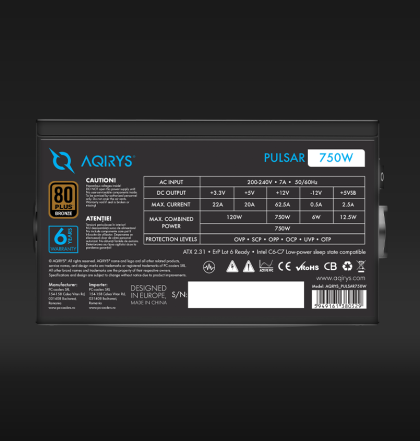 Sursa Aqirys Pulsar 750W 80+ White cert