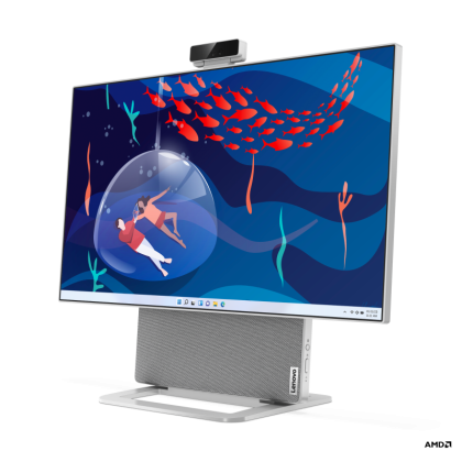 PC all-in-one Lenovo Yoga AIO 7 27APH8, Procesor AMD Ryzen 7 8845HS up to 5.10GHz, 27" FHD (1920x1080) IPS anti-glare 250 nits, RAM 16GB(1x16GB)6400 LPDDR5x, 1TB SSD M.2 PCIe NVMe, AMD Radeon 780M, culoare Cloud Grey, Windows 11