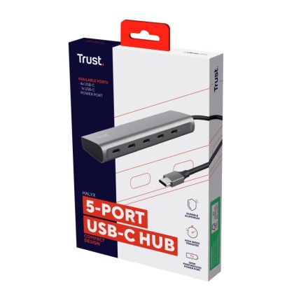 Hub Trust Halyx 5 x USB-C, gri