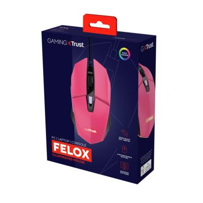 Mouse Trust GXT109P FELOX 6400 DPI, roz
