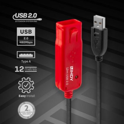 Cablu Lindy 12m USB 2.0 Active Extension