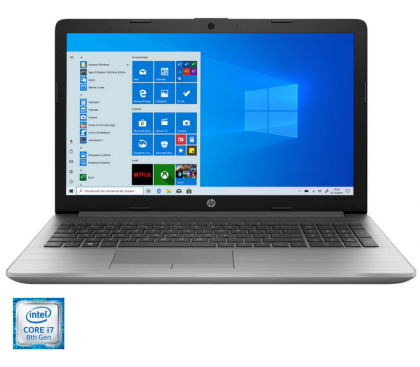 Laptop HP 250 G7, Procesor 8th Generation Intel® Core™ i7-8565U up to 4.6GHz,15.6" FHD (1920x1080) anti-glare, ram 8GB 2400MHz DDR4, 512GB SSD M.2 PCIe NVMe, DVD-RW, Intel UHD Graphics, culoare Grey, Windows 10 Home