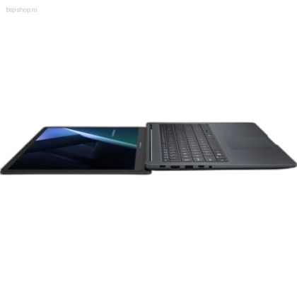 Laptop ASUS ExpertBook B1 B1503CVA-NJ1937 văzut din față, cu ecranul deschis; modelul permite deschiderea completă la 180 de grade (lay-flat).