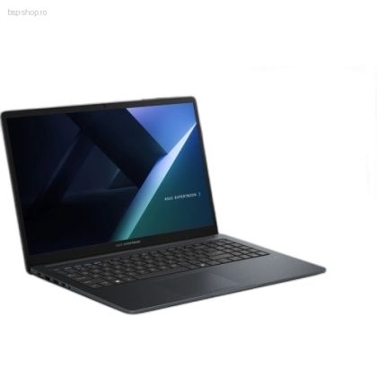 Laptop ASUS ExpertBook B1 B1503CVA-NJ1223 deschis, văzut din unghi stânga, cu focus pe ecran și tastatură.