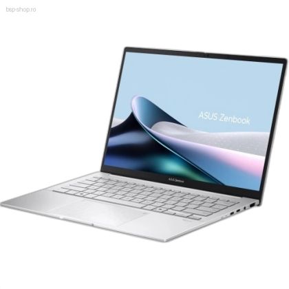 Laptop ASUS Zenbook 14 OLED UX3405CA-PP070X argintiu vedere din unghi dreapta deschis.