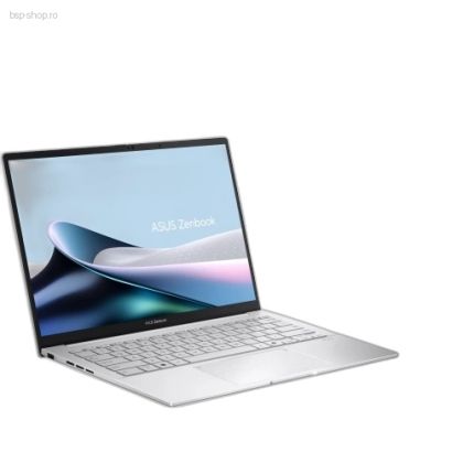 Laptop ASUS Zenbook 14 OLED UX3405CA-PP070X argintiu deschis vedere din unghi stanga.