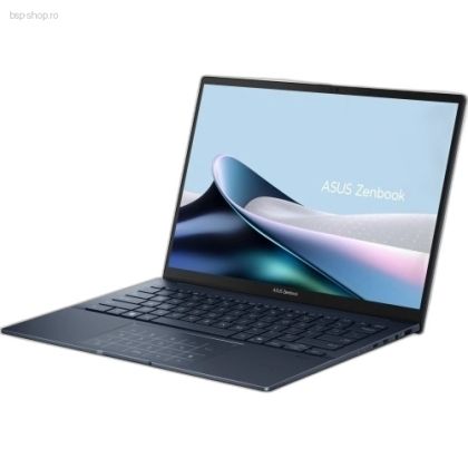 Laptop ASUS Zenbook 14 OLED UX3405CA-PP069X gri inchis vedere din unghi dreapta deschis.