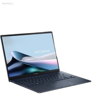 Laptop ASUS Zenbook 14 OLED UX3405CA-PP069X gri inchis privit din unghi dreapta ecran OLED.