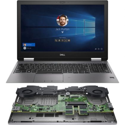 Laptop Dell Precision 7540, Procesor 9th Generation Intel Core i9-9880H up to 4.8GHz, 15.6"UHD (3840x2160) anti-glare , ram 32GB 2666MHz DDR4, 512GB SSD+512GB SSD M.2 PCIe NVMe, NVIDIA Quadro RTX 3000 6GB GDDR6, culoare Grey, Windows10 Pro