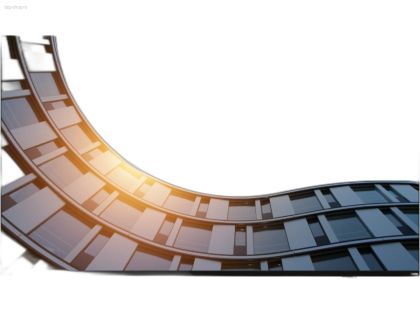 Display profesional Lenovo ThinkVision E55 LFD montat pe perete afisand imagine arhitecturala.